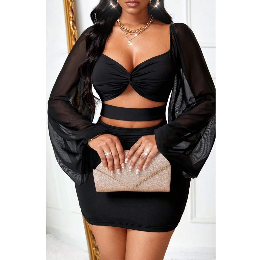 Black Lace Up Corset Mini Dress – Long Sleeve Vintage Punk Bodycon